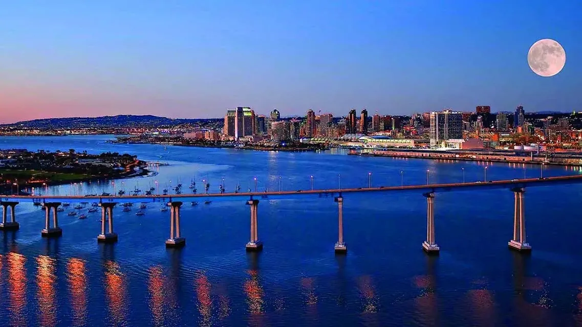 San Diego skyline with a bridge over the bay